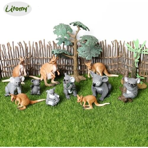 Realistic Australian Wild Animals Kangaroos Koala Family Action Model Figure Figurine Educational Forest Farm Toys For Kids