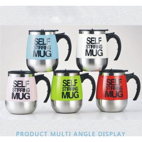 Self Stirring Mug 450ml Coffee Cup Stainless Steel Inner Automatic Mixing Coffee Tea Hot Chocolate Milk Protein Shake for Home O