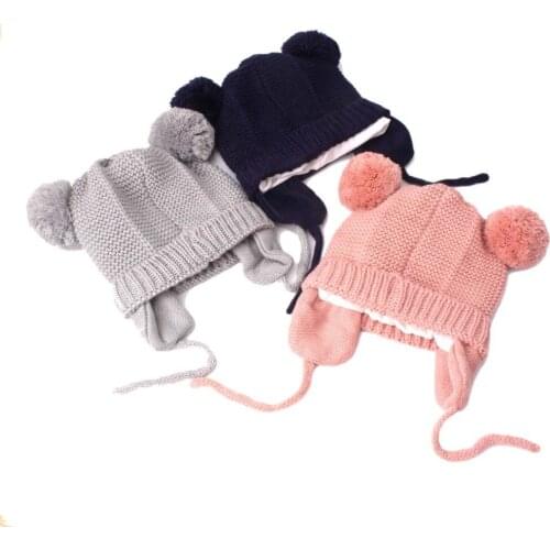 New Arrival Baby Hat for Girl Boy 2019 Winter Hat for children Soft Warm Beanie Hats Earflap Crochet Knit Hats Baby CapL50599