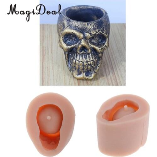 Silicone DIY Halloween Skull Shape Concrete Plaster Succulent Plant Flower Pot Vase Mold Resin Casting Clay Soap Mould