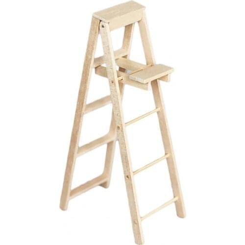 Cute Mini Ladder Sturdy Mini Size Wood 1:12 Miniature Dollhouse Ladder for Home Doll House Supplies Accessories Products