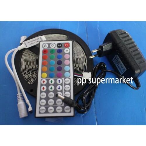 LED RGB Tape 5M/Roll 3528 SMD 300 led flexible strip string Ribbon Flexible light +44 key remote controller+2A power supply