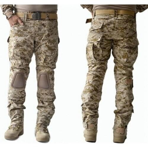 Tactical Pants With Knee Pads Desert Camouflage Combat Trousers Men Cargo Airsoft Sniper Pants Military Army BDU Hunting Pants
