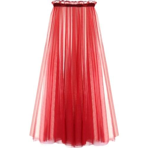 2021 SONGYUEXIA Adult red Swan Lake dancer, adult elastic waist ballet skirt and 80 cm long Tulle frill, large swing net skirt