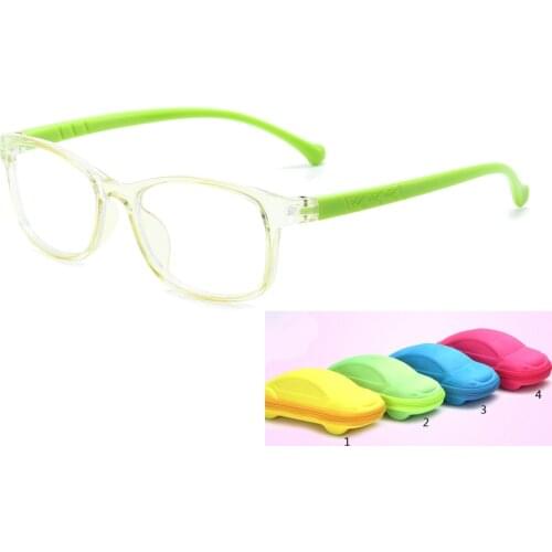 With Case Boy Girl Game Reading Computer Protective Goggle Fashion Children Glasses Plain Kids Square Anti Blue Light Eyewear