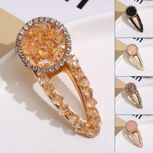 Korean Ins Fashion Crystal Hairpins Women Girls Side Clip Hair Jewelry Trendy Geometric Hair Clip Hair Accessories Barrettes