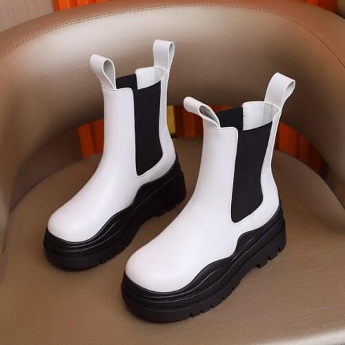 Fashion Genuine Leather Boots Women Thick Sole Chelsea British Style Winter Platform 2021 Ytmtloy Botas De Mujer Bottines