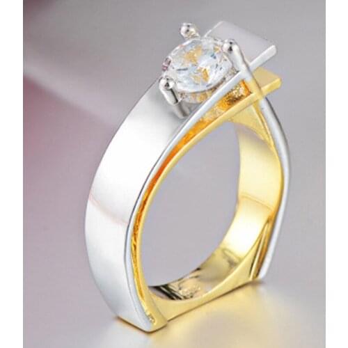 Milangirl Unique White Zircon Crystal Ring Authentic Wave Geometric Finger Rings for Women Wedding Engagement Jewelry