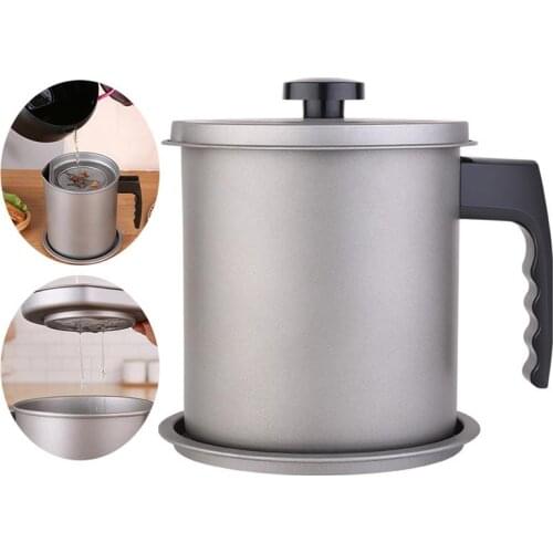 1pc Grease Container Creative Cooking Oil Container Oil Storage Pot With Strainer Cooking Accessories Kitchen Filter