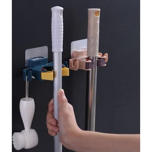 1Pcs Wall Mounted Mop Rack Hook Waterproof Suspension Mop Clamp Broom Hanger Storage Organizer Clips Metal Tools Behind Door