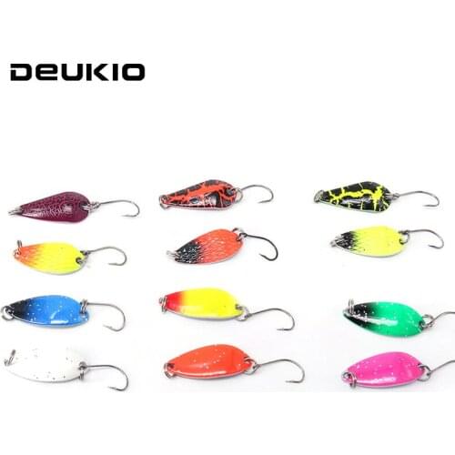 DUEKIO 12color Fishing Bait Set Metal High Reflection Sequins Bionic Lures With Barbed Hook for Fishing Accessories Crankbaits
