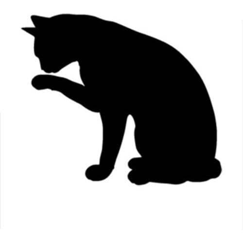 14.8*12.7CM "Cat Licking Paw" GREAT LOVE Cats Vinyl Decal Lovely Animal Car Sticker Black/Silver C4-0737