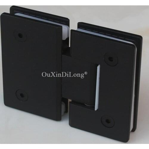 Brand New 2PCS Stainless Steel Frameless Shower Glass Door Hinges 180 Degree Glass Clamps Fixed Holder Brackets Black