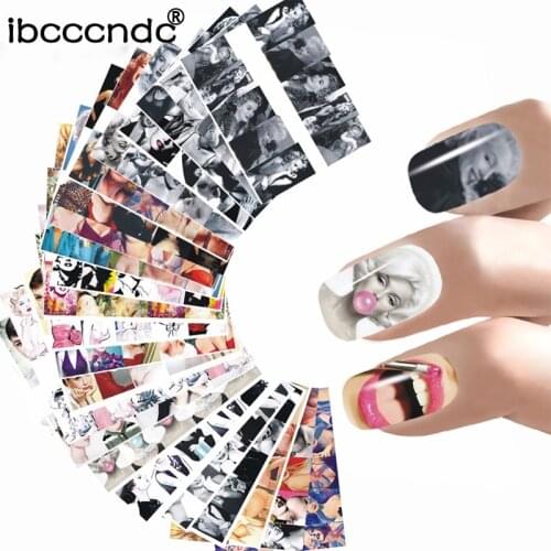 24 Sheets Nail Art Water Decals Marilyn Monroe Nail Sticker Audrey Hepburnl Design Nail Wraps Transfer Foil Nails Decoration