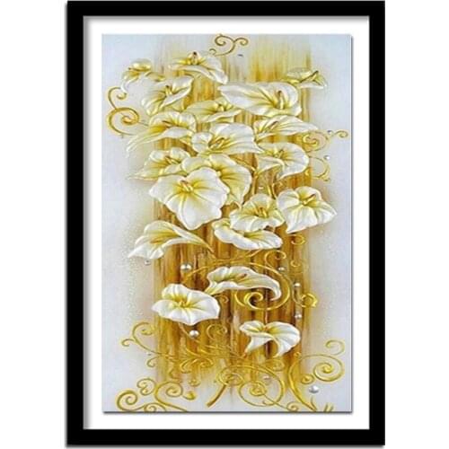 30*56cm 5D DIY Diamond Painting Crystal lily flower 3D Stitch Decorative Needlework diamond embroidery For Christmas