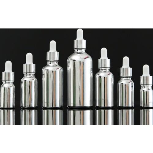 5ml 10ml 20ml 30ml 50ml 100ml empty Sliver glass bottle with dropper Essence Packaging Physiotherapy DIY Essential Oil Bottle