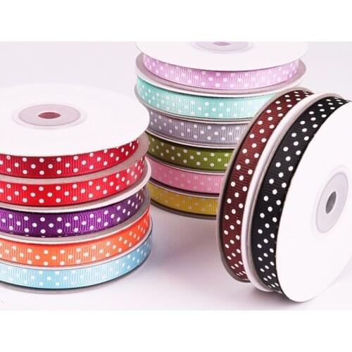 5 yards/Roll Cartoon Polka Dots Printed Grosgrain Ribbon Lovely Series Ribbons Girls Hairbows 10mm
