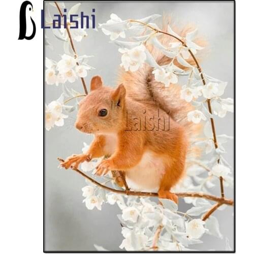 5d diamond painting squirrel flower pattern home decoration animal full square drill diamond mosaic handicraft 3d round diamond