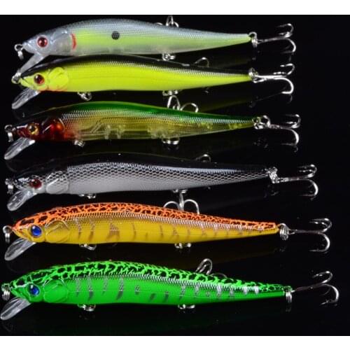 6PCS Isca 11.5cm 13.7g Fishing Lure Minnow Hard Bait With Three Fishing Hooks Fishing Tackle Wobbler 3D Eyes Crankbait