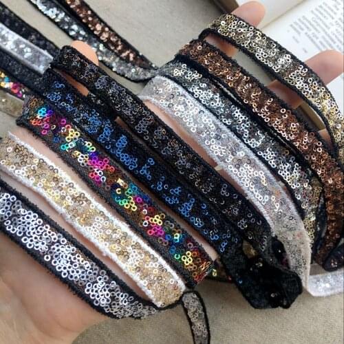 9 color mesh gauze sequins webbing lace shiny beaded lace ribbon DIY wedding jewelry belt decoration material