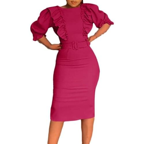 African Design Dresses for Women Dress Dashiki Ruffles Puff Sleeve African Clothes Plus Size Retro Africa Bodycon Christmas Robe