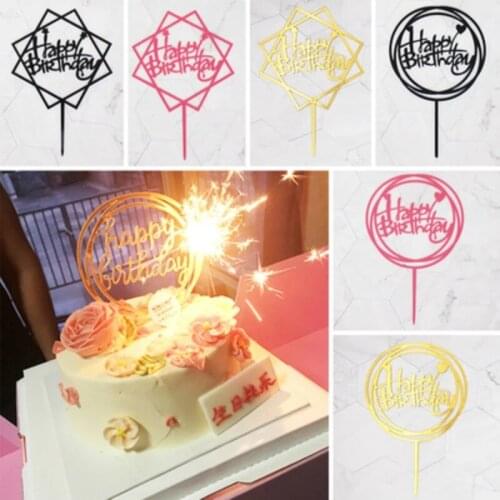 Acrylic Happy Birthday Cake Decoration Rose Gold Silver Cake Decoration Children Birthday Party Cake Decoration Baby Shower