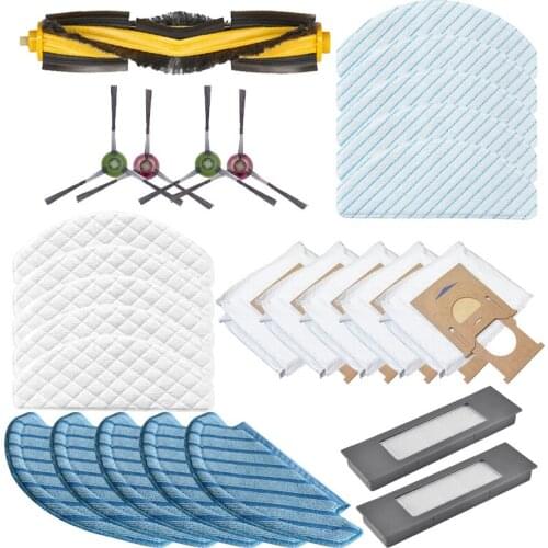 Main Brush Accessories for Ecovacs Deebot Ozmo T8 AIVI T8 Robot,Main Brush,Side Brush,Filter,Mop Cloth,Dust Bag
