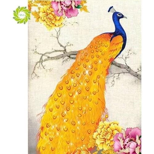 SNA DIY Diamond Painting Diamond Embroidery Animal Peacock Full Rhinestone Diamond Mosaic Pebble Round diamond Painting