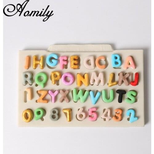 Amoliy Uppercase Alphanumeric Letter Digital Silicone Mold Cake Decorating Tools Fondant Mold Baking Supplies Chocolate Mold