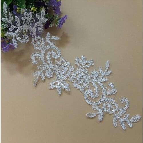 10 Pieces Flower Applique Neckline Collar Appliques Embroidery Lace Trim Fabric Cloth Sewing Patchwork DIY Craft Free Shipping