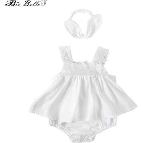 Kids Sweet Girl Clothes Sets Cotton Soft Breathable Cotton Ruffles Bodysuit+Headwear 2Pcs Clothing Floral Embroidered Outfit Set