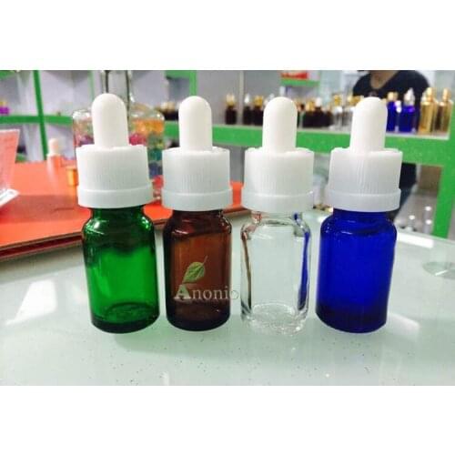 Brown Essential Oil Bottle Bright Green Blue Glass Bottle 200pcs/lot Glass Dropper Bottle Blue 10ml bottles With Black Rubber