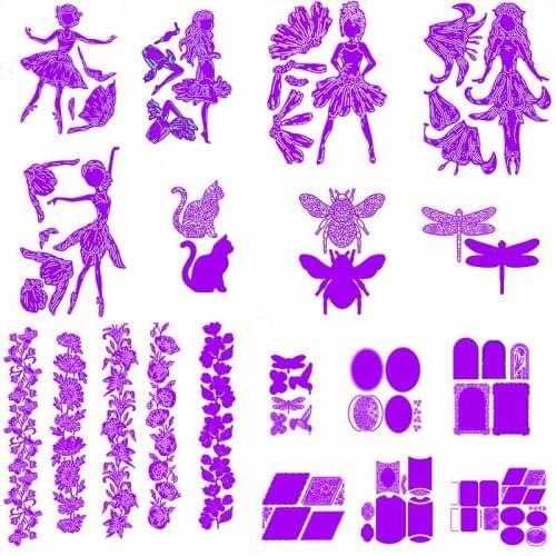 Flower Fairy Square Circle Animal Dragonfly Cutting Dies Stencil For Card Album Making Template Scrapbooking Die Cut 2019