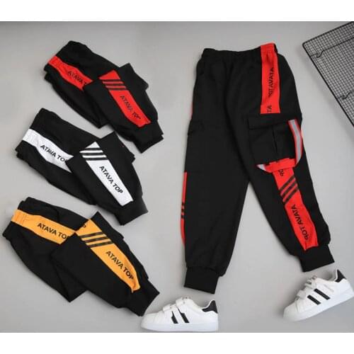 Spring Autumn Kids Trousers Sport Boys Pants Cotton Teenage Children Pants Hip-hop Style Kids Boy Clothes 4 6 8 10 12 14 Year