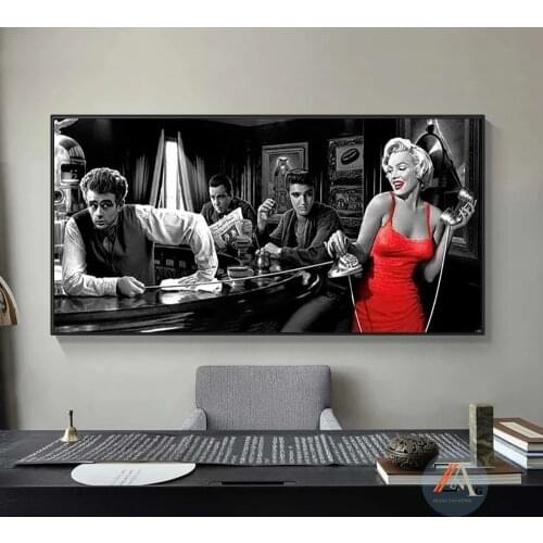 James Dean Marilyn Monroe Elvis Presley canvases painted posters and printed wall art living room decor