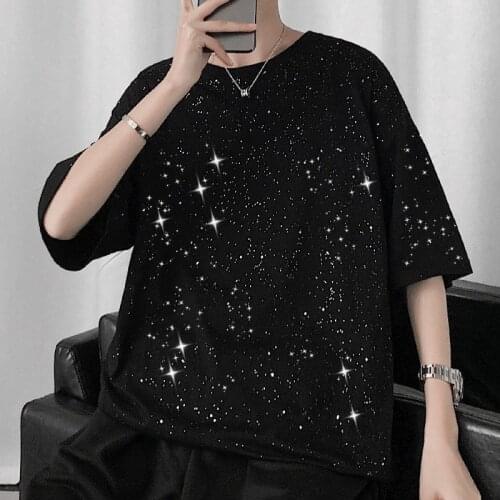 Hip Hop Black Tshirt Streetwear Men Casual Star T Shirts Summer Cool Loose T Shirt Fashion Japan Oversized Punk Tshirt Male