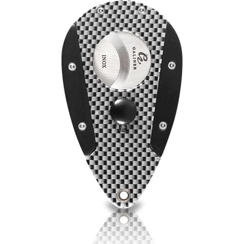 Galiner Carbon Fiber Cigar Cutter Knife Sharp Guillotine Portable Cutter Dual Blades Tobacco Cutting Tool W/ Leather Case