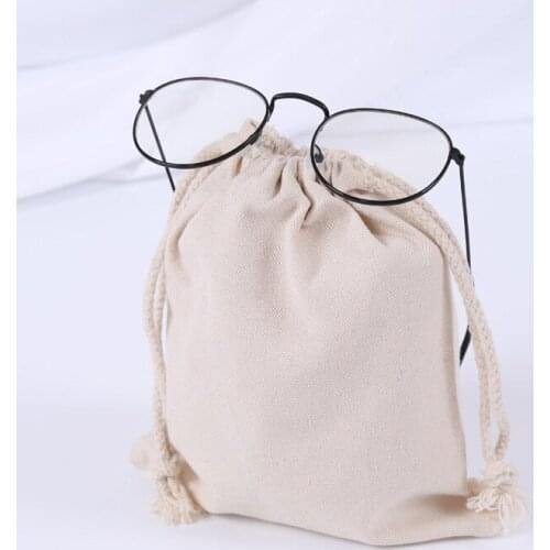 GABWE Cotton Storage Drawstring Bags Men Women Canvas Resuable Pouch Travel Packaging for Gift Logo Printed Shopping Jewelry Bag
