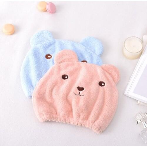 1pcs Lovely Animal Shower Cap Strong Absorbing Hair Dry Hat Drying Shower Caps Hair Bonnet Cover Elastic Bathing Cap Gorra Mujer