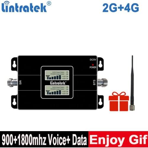 Lintratek 2G 4G GD 900 Cellular Amplifir GSM 1800 LTE Mobile Phone Booster 2G 4G 65dB Dual Band Signal Booster KW17L Amplifier