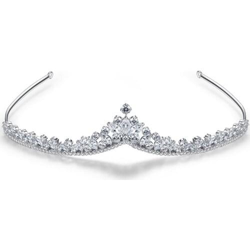 SLBRIDAL Copper Crystal Rhinestones Zircon Bridal Tiara Wedding CZ Queen Princess Pageant Party Crown Bridesmaids Women Jewelry