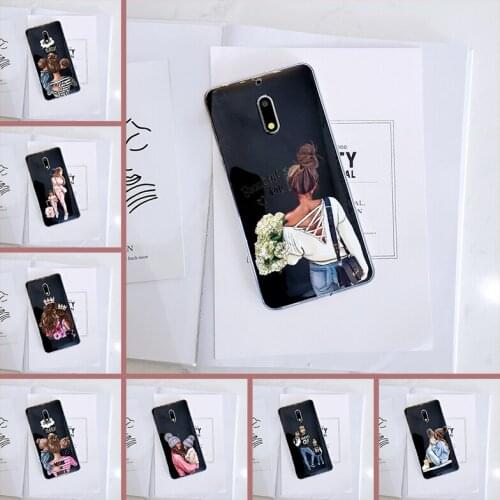 Cute Retro Cartoon Black Baby Women Mom Girl Back Cover For Nokia X6 7 Plus Soft Silicone Phone Case For Nokia 1 2 3 5 6 8 Case