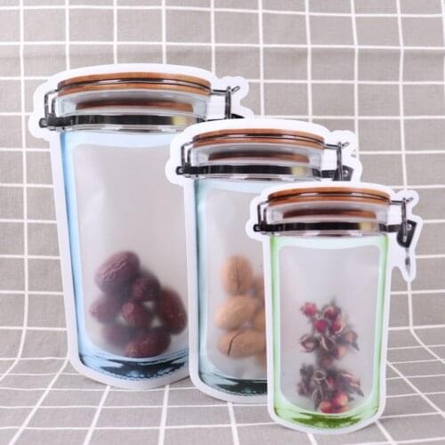 Reusable Mason Jar Bottles Bags Nuts Candy Waterproof Seal Fresh Food Storage Snacks Sandwich Zip Lock Bags Kitchen Organizer