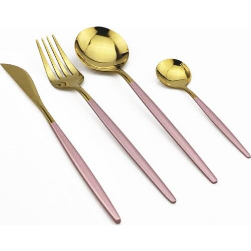 16Pcs Gold Cutlery Set Mirror Silverware Knife Fork Spoon Dinner Set 18/10 Stainless Steel Dinnerware Set Kitchen Tableware Set