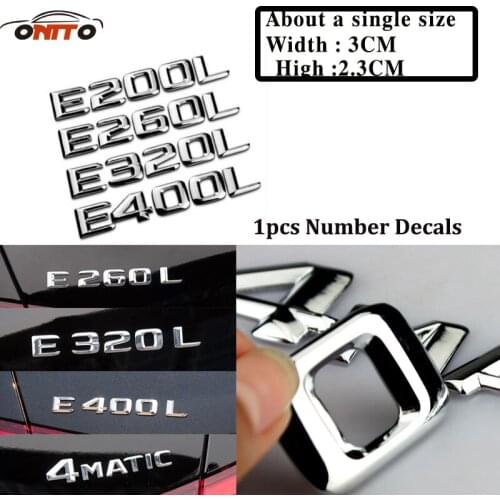 DIY Decals For Mercedes Benz E63 E260 E300 E200L E300L E320L E400L Number Letters Rear Trunk Car Emblem Badge Car Stickers 1pcs