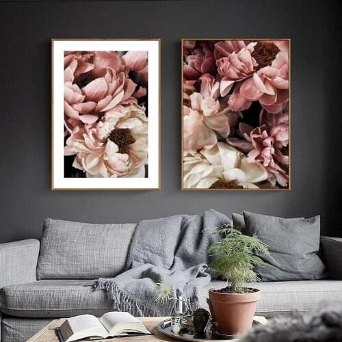 Pink Flower Plant Picture Wall Art Canvas Painting Nordic Poster And Print Modern Art Home Decor For Living Room Backdrop Design