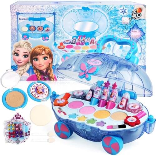 2019 New Disney Princess makeup car set children show house makeup box safe non-toxic cosmetics toys girls Lipstick