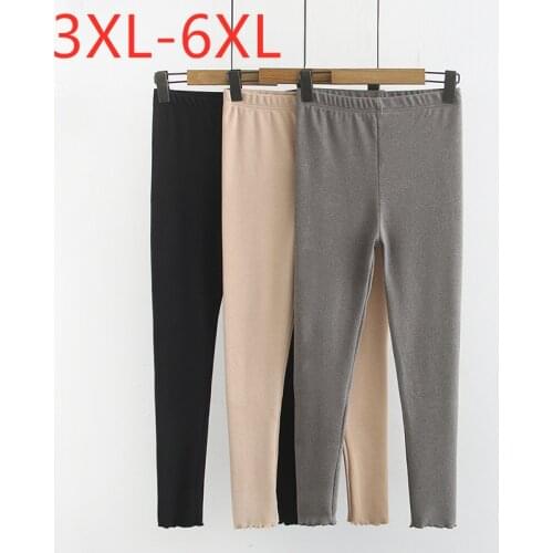 New 2021 spring autumn plus size basic pants for women large slim casual elastic cotton long trousers black gray 3XL 4XL 5XL 6XL