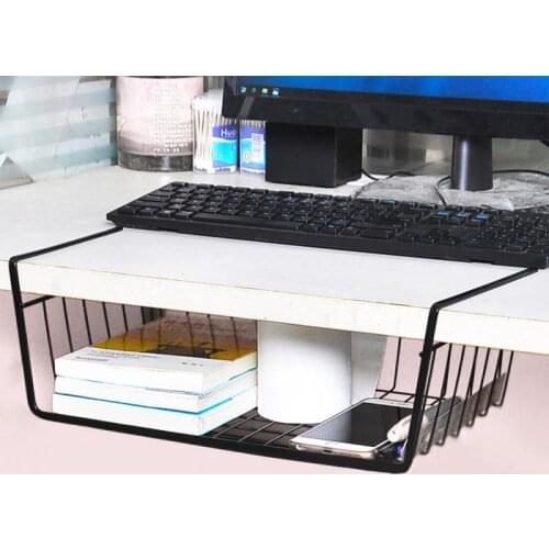 Organizer Iron Hanging Under Cupboard Iron Storage Shelf Mesh Basket Desk Cable Management Tray Hanger Rack Organizer Shelf