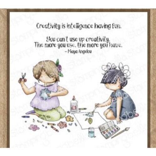 10x10 Girl drawing Transparent Clear Rubber Stamp Sheet Cling Scrapbooking Photo Album PaperCard DIY Craft